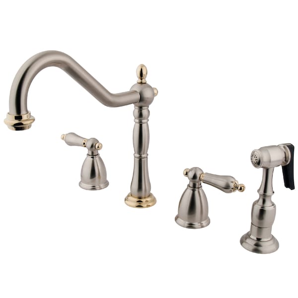 Widespread Kitchen Faucet, Brushed Nickel/Polished Brass